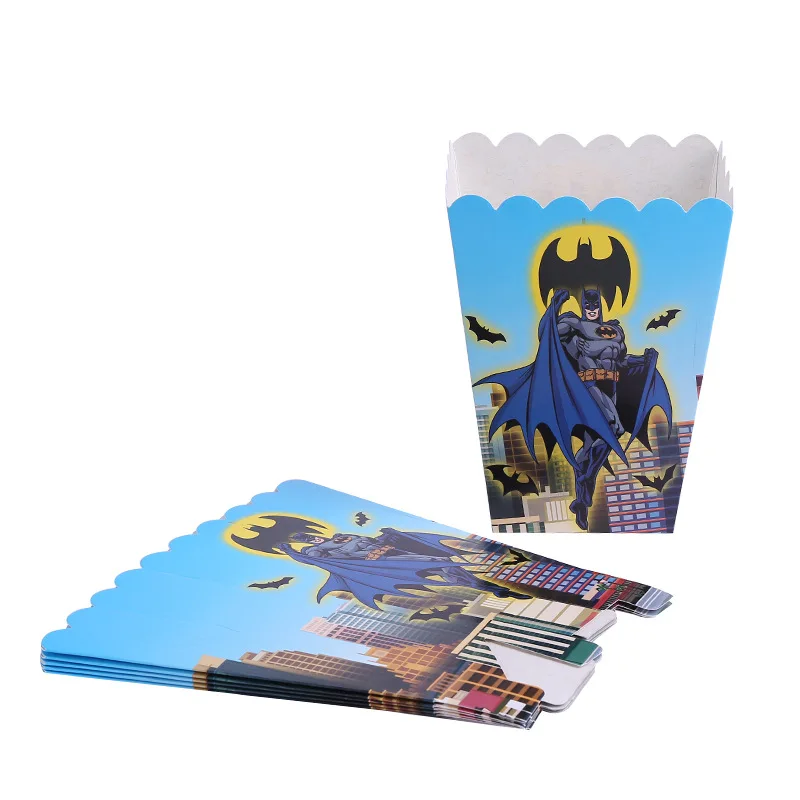 6 шт. в комплекте, сумка для конфет с изображением Бэтмена, Микки, единорога, Детские вечерние подарки на день рождения, чехол для попкорна, Подарочная коробка, вечерние аксессуары, Декор