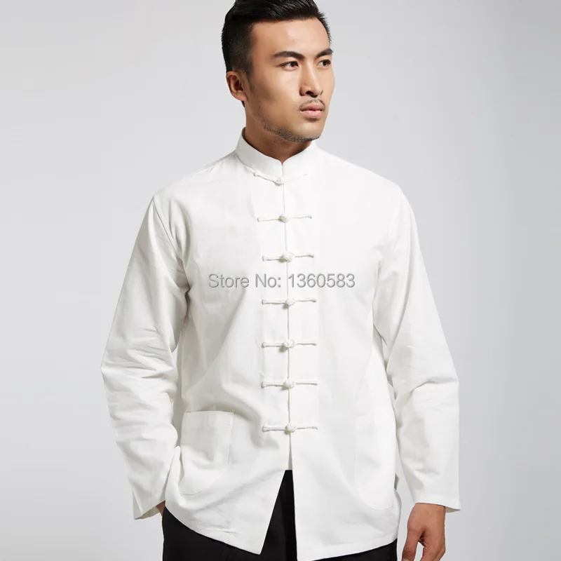 Белый классический китайский стиль 100% кунг-фу рубашка боевые искусства ушу топы sml XL XXL 3XL бесплатная доставка
