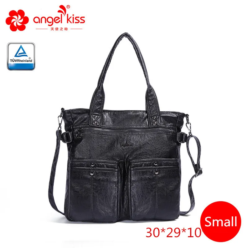 Angelkiss женские одноцветные моющиеся вместительные сумки через плечо для покупок высокие дизайнерские из искусственной кожи сумки Хобо роскошные женские сумки - Цвет: Blacksmall