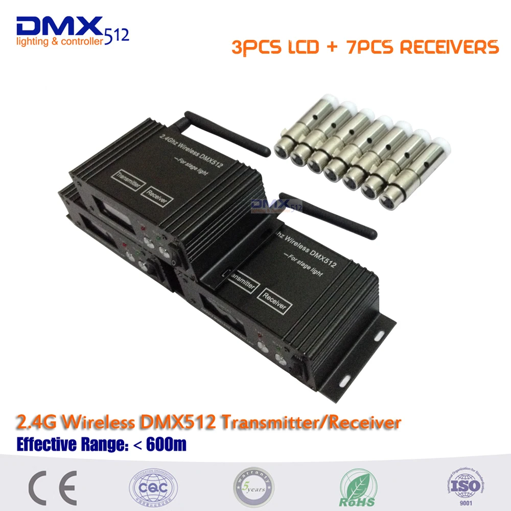 

Free shipping 10pcs/lot Wireless DMX512 Controller Transmitter Receiver 2in1 LCD Display and MINI Receiver Lighting Controller