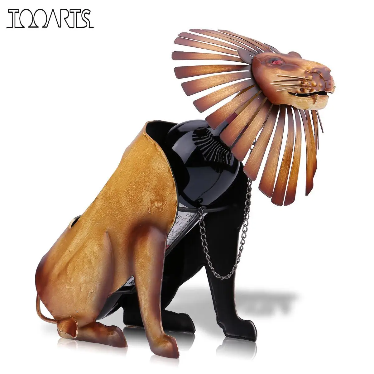 

Tooarts Lion Wine Holder Modern Metal Wine Rack Sculpture Practical Kitchen Bar Wine Bottle Stand Home Decoration Interior Craft