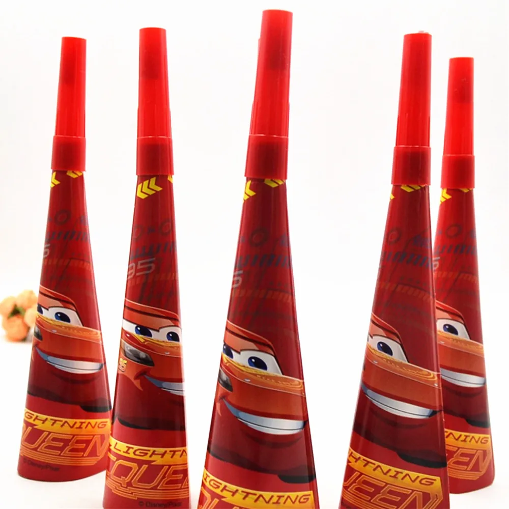 

6pcs/bag Lightning Mcqueen Party Supplies Whistle/Trumpet/Horn Kids Birthday Decoration Baby Favorite Shower Blowouts Boys