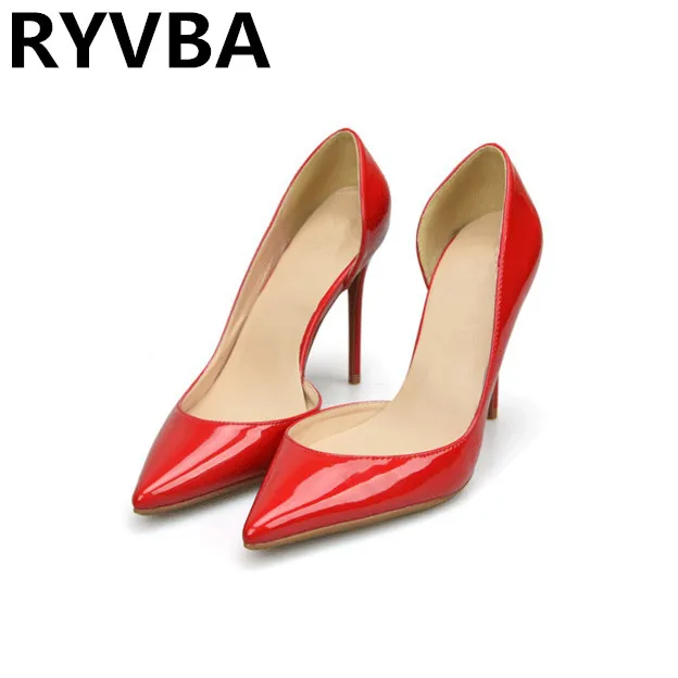 

RYVBA Fashion patent leather thin high heels pointed toe Women Pumps summer autumn for woman wedding ladies wedding shoes 2019