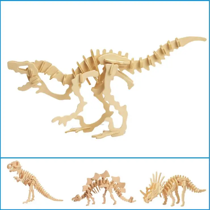 3D деревянные головоломки динозавров DIY моделирование Модель Tyrannosaurus детей развивающие игрушки 3D головоломки Птерозавр подарки для детей
