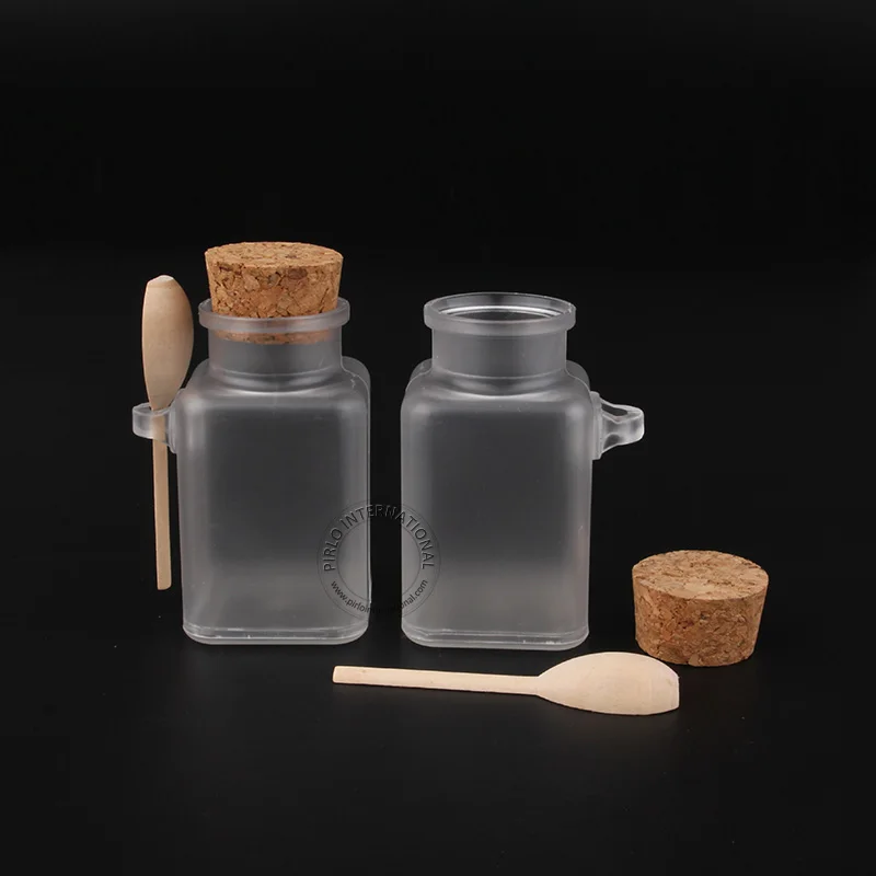 

45pcs/Lot Promotion 100ml/g Empty Plastic Facial Mask Container,Bath Salt Bottle With Wooden Spoon Refillable Packaging Jar