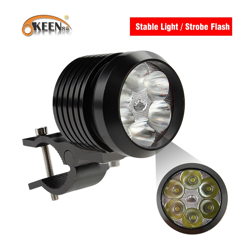 

OKEEN 60W Motorcycle Headlight LED Scooter Fog Spotlight LED Motorbike light bar Strobe 12V Moto Working Spot Light White DRL