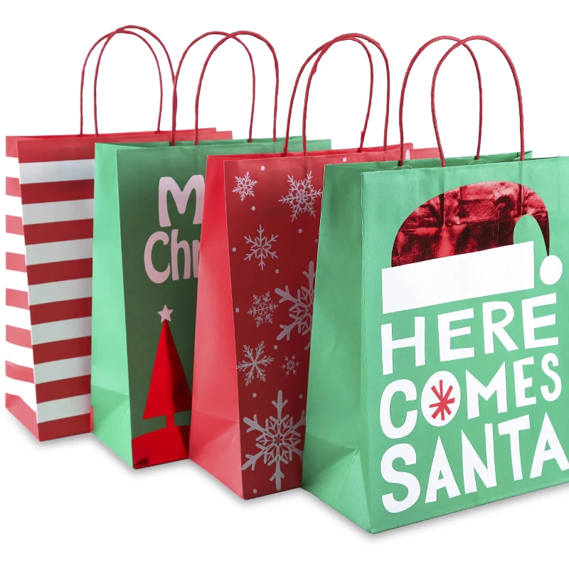 Бумажные подарочные пакеты в стиле ретро с рисунком лося Санта Клауса сумочки для упаковки подарков Рождественская вечеринка Свадьба конфеты печенья упаковочные сумки