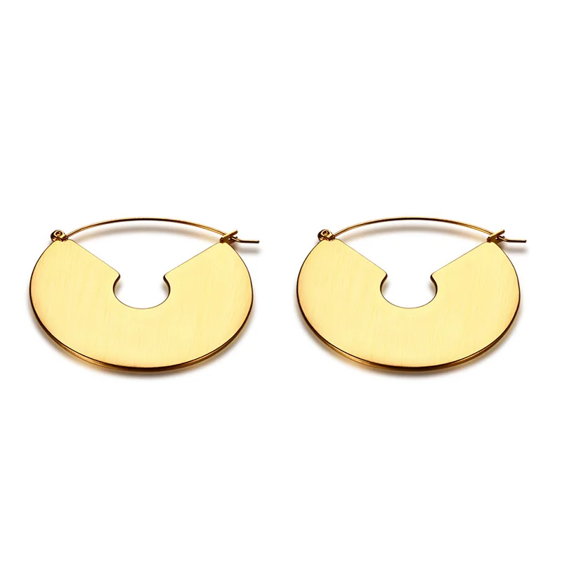 

SEASHA Vintage Fan Earings Big Circle Earrings Studs Jewelry Stainless Steel High-quality Metal Golden Brinco for Women Girl Hot