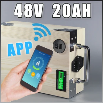 شراءالتطبيق 48 فولت 20Ah الكهربائية دراجة بطارية ليثيوم + BMS ، شاحن بلوتوث GPS التحكم 5 فولت USB ميناء حزمة سكوتر دراجة كهربائية