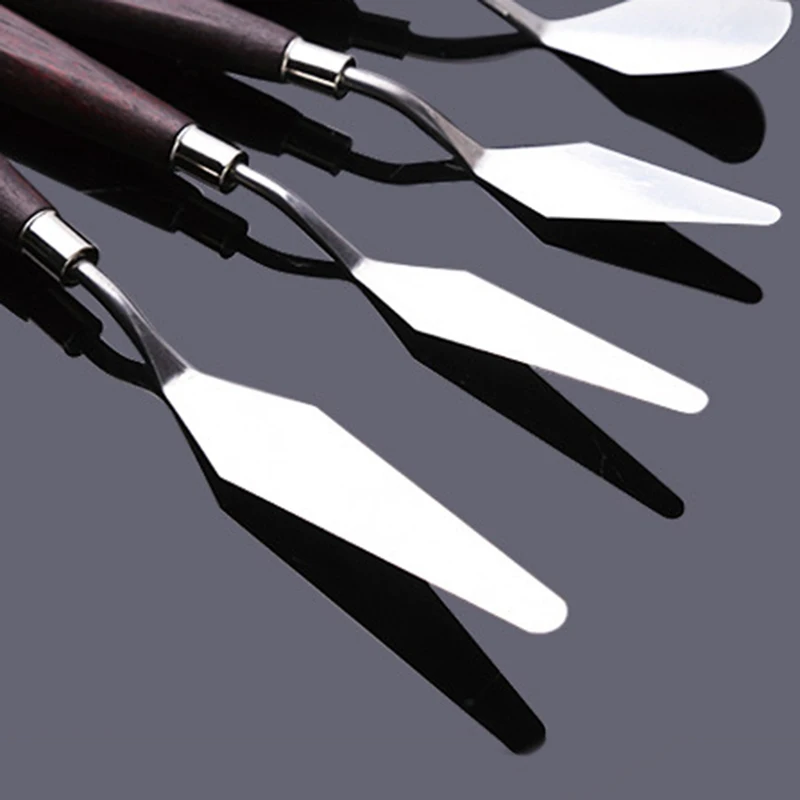  5 Pcs Set Artists Oils Painting Scraper Stainless Steel Palette Gouache Spatula