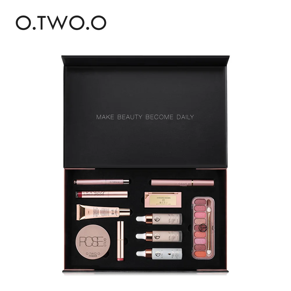 

O.TWO.O 11Pcs/Set Makup Tool Kit Make up Cosmetic Including Eyeshadow Eyeliner Eyebrow Matte Lipstick Highlight Powder Best Gift