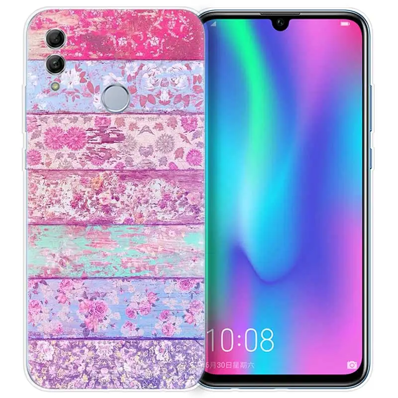 floor wooden timber Wood and flower Silicone Case Cover for Huawei Honor 10 Lite 8C 8X 7C Y6 Y7 Y9 Prime 2018 2019 7A Pro 7C Enj