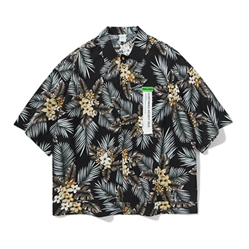 High Street 2019 весна лето пляж досуг Oversize рубашка Harajuku цветочный принт с коротким