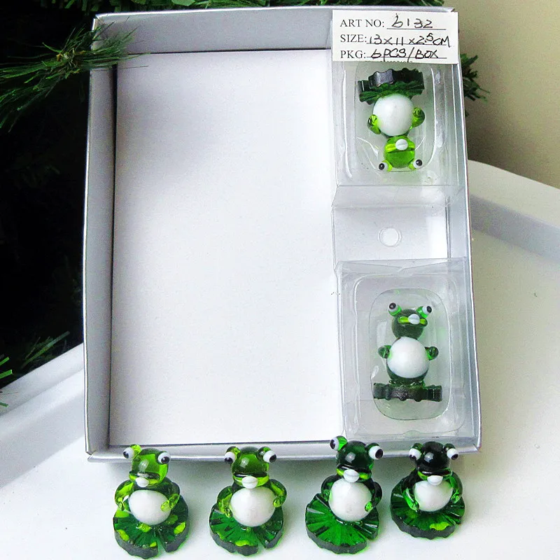 

6pcs Custom handmade Murano glass Figurines high quality Aquarium decoration Ornaments miniature glass cartoon animals Set