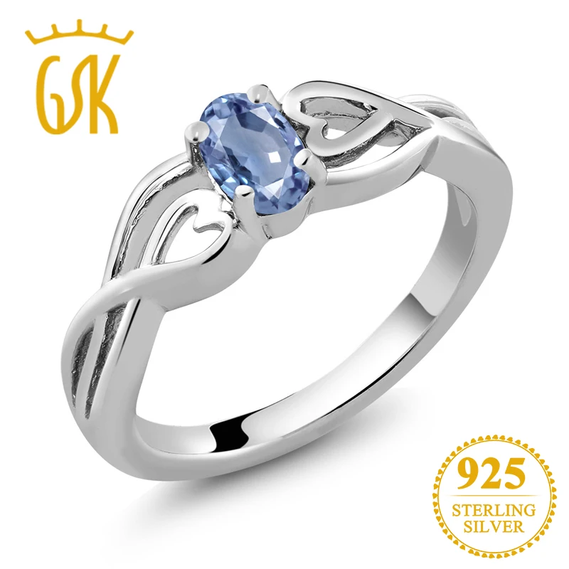 

GemStoneKing 0.55 Ct Oval Natural Blue Sapphire Gemstone Engagement Rings 925 Sterling Silver Fine Jewelry For Women