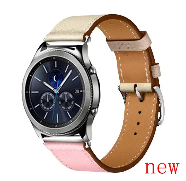 Кожаный ремешок 22 мм 20 мм huawei gt 2 для samsung gear s2 sport S3 Classic Frontier galaxy watch 42 мм 46 мм ремешок huami amazfit bip - Цвет ремешка: Rose Sakura Craie