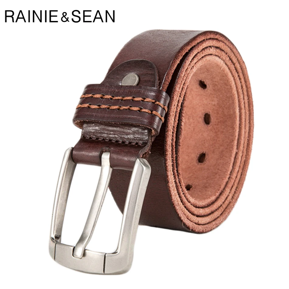 Mens Pin Buckle Belt,Genuine Leather Casual Jean Trouser Retro Belt