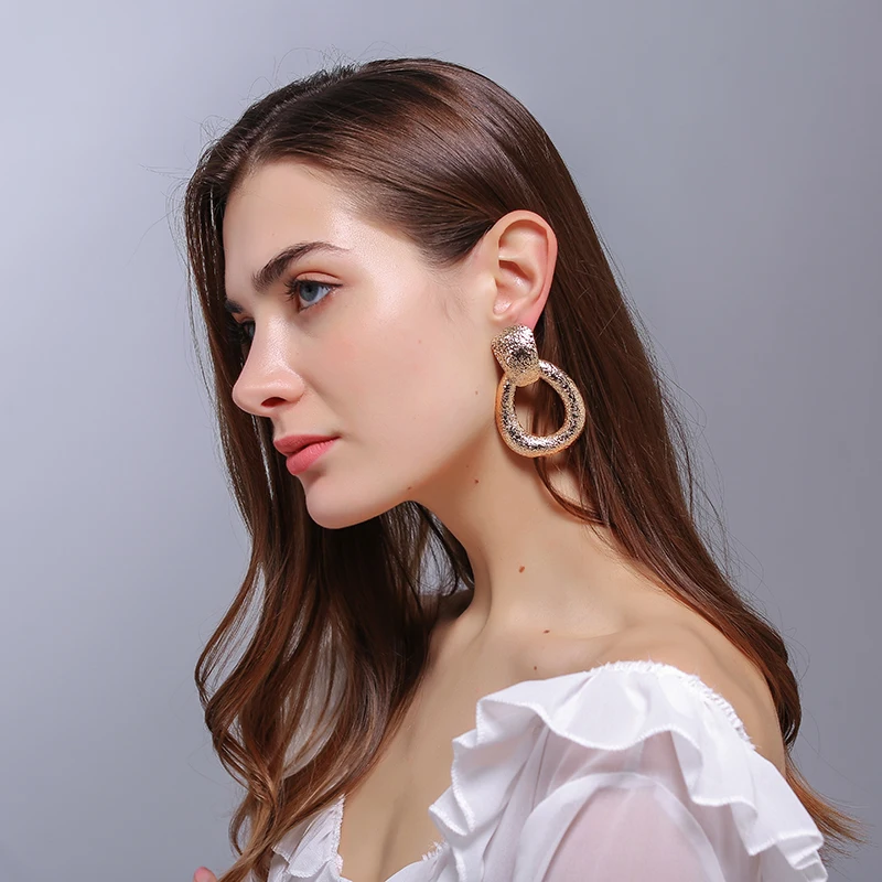 Gold Metal Drop Earrings Fine Jewelry Accessories Hanging Dangle Long Pendientes Bijoux For Women Christmas Gift