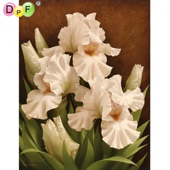 

Full Embroidery Diy Diamond Painting Mosaic for Square Diamonds Rhinestone Cross Stitch White flowers
