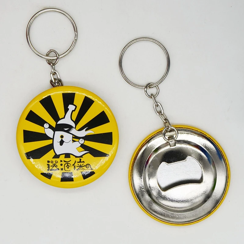 

Customized Logo Personalized Tinplate Button Keychain Bottle Opener Keyring Custom Wedding Birthday Party Favor Souvenir 58mm
