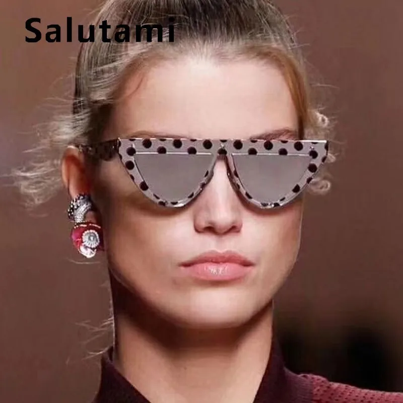 Женские солнцезащитные очки кошачий глаз с черной оправой в горошек, роскошные брендовые маленькие треугольные плоские солнцезащитные очки для мужчин, Шикарные солнцезащитные очки Vinatge