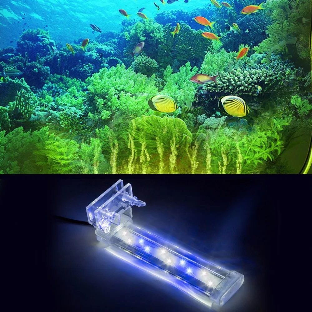 

1.5W/3W/5W/8W Aquarium Fish Tank Clip Light Plant Grow Submersible Lighting Lamp Decor EU Plug