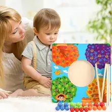 Funny Educational Wooden Toys Montessori Fruit Tree Clip Balls Board Games Newborn Early Development Activity Books Baby Kids