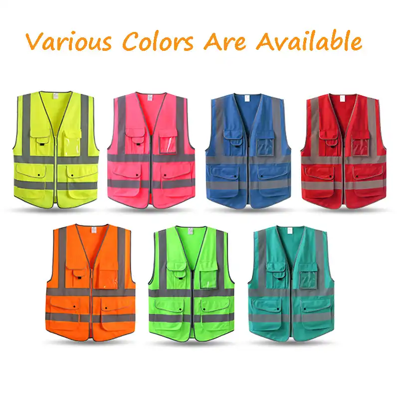 XS, Pink Hi Vis Vest Reflective With Zipper And Pockets Workwear Pink