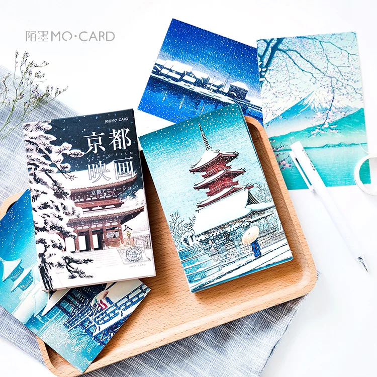 

3 set/1 lot Kyoto snow scenery Greeting Card Postcards Birthday Bussiness Gift Card Set Message Card
