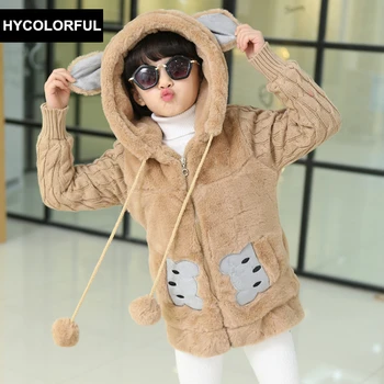 

2019 Girls Winter Coat Children Clothing Cute Character Hooded Coat Princess Thick Warm Winter Jacket Kids Clothes Age3-15T