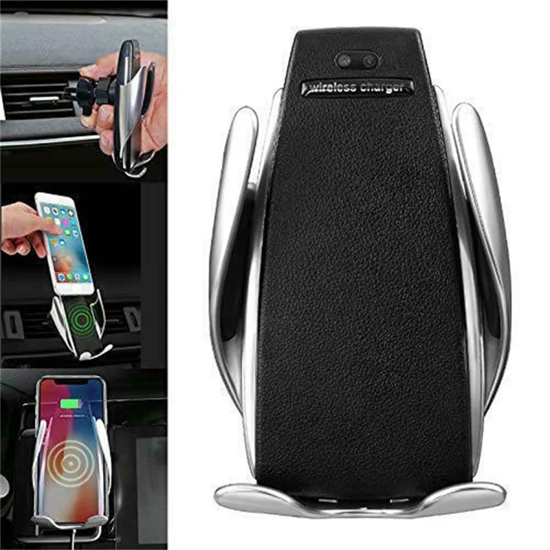 10W Wireless Car Charger S5 Automatic Clamping Air Vent Holder 360 Rotation Charging Mount Bracket for iPhone XR Huawei Samsung
