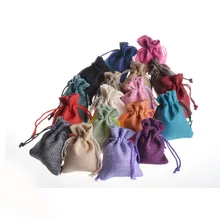 Ручная работа джутовая Мешковина Hessian Ювелирная упаковка сумка на шнурке конфетный мешок для свадебной вечеринки Подарочная сумка смешанный цвет случайный