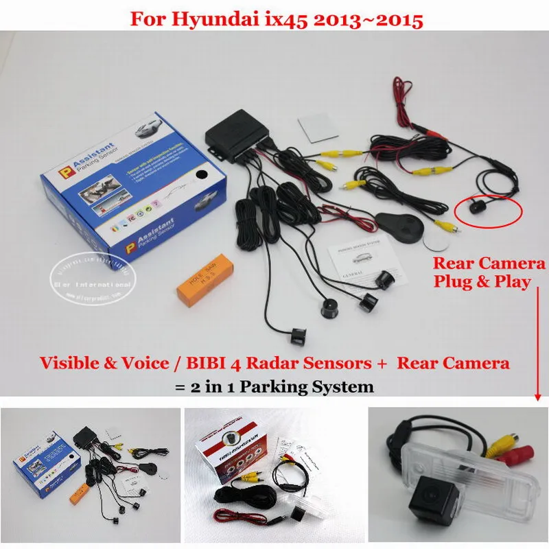 

Car Parking Sensors + Rear View Camera = 2 in 1 Visual / BIBI Alarm Parking System For Hyundai ix45 2013~2015
