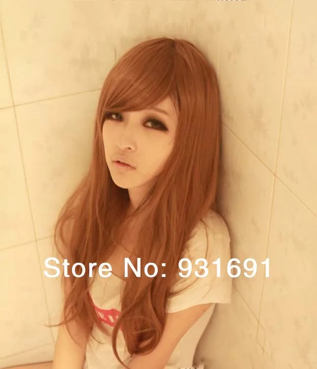 Wig Scroll Fluffy Oblique Bangs Wig Girls Long Curly Hair Long
