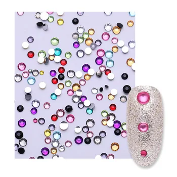 

2000PCS Colorful Nail Rhinestone Flat Back Bottom Rhinestones Mixed Size Round Shiny Nail Stones DIY 3D Nail Art Decoration