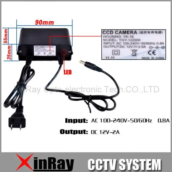 DC 12 В адаптер питания для камеры видеонаблюдения, Европейский настенный водонепроницаемые адаптер питания XR-PA1