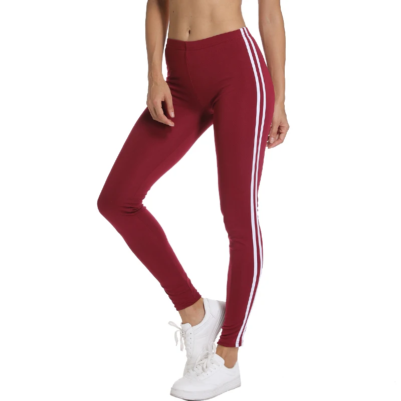 Fitness Female Leggings Polyester Ankle-Length Breathable Pants Leggins Women Standard Fold Push Up Leggin Prolong leg design - Цвет: Wine Red