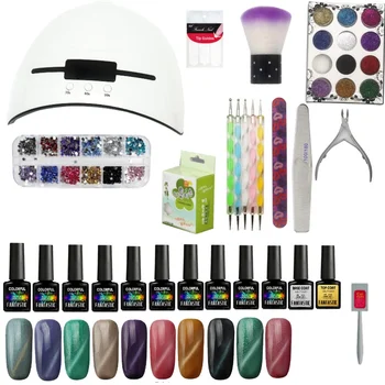 

Cat Gel Nail Set UV LED Lamp Dryer With Choose 10 Colors Polish Kit Soak Off Manicure Drill Machine Art