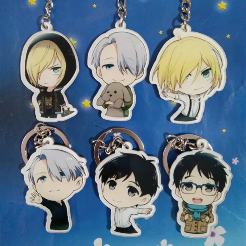 

Hot Anime YURI on ICE Keychain Victor Nikiforov Yuri Katsuki Pendant Keyring Cosplay Phone Bag Pendant keychain 2019