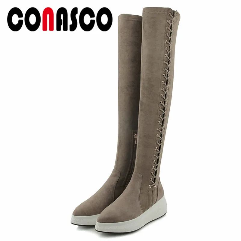 

CONASCO 2019 New Shoes Women Boots Over the Knee High Boots Sexy Female Autumn Winter Lady Thigh High Platforms Boots