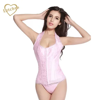 

Pink Brocade Full-Back Overbust Corset
