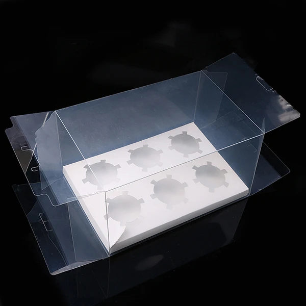 WHISM прозрачная ПЭТ коробка для кексов прозрачная коробка для печенья коробка для конфет с основанием внутри Рождественская Свадебная праздничная подарочная упаковка коробка - Цвет: White 6 Hole