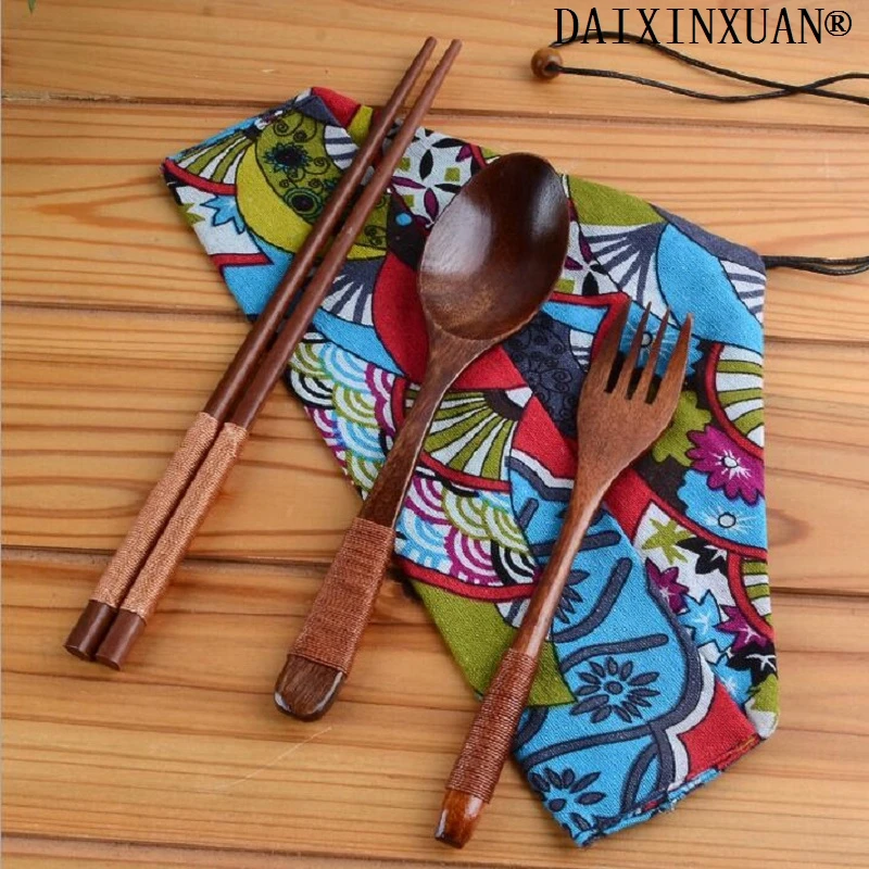 100sets Japanese Vintage Wooden Tableware 3pcs/Set wonderful New Gift