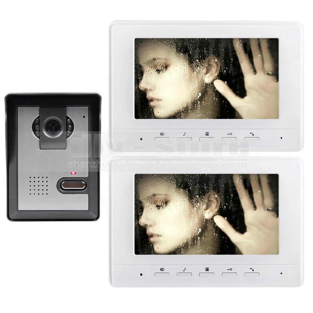 DIYSECUR 7inch Video Intercom Video Door Phone 1 Camera 2 Monitors for Home / Office Security System White DIYSECUR 7inch Video Intercom Video Door Phone 1 Camera 2 Monitors for Home / Office Security System White