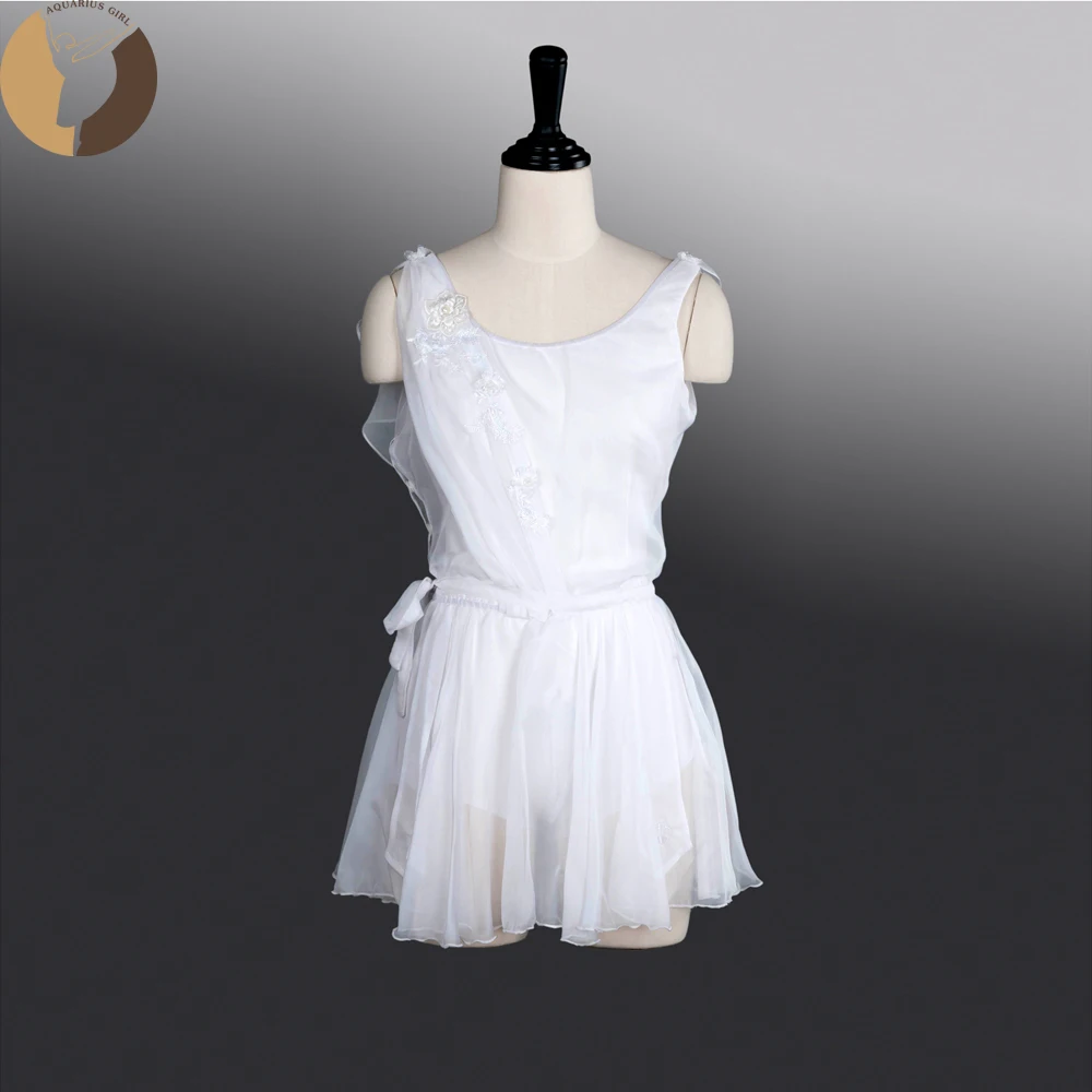 

Fltoture AT1275 White Chiffon Skirt Dance Costumes Girls Ballet Competition Wear Ballet Short Skirts Fairy Performance Clothes