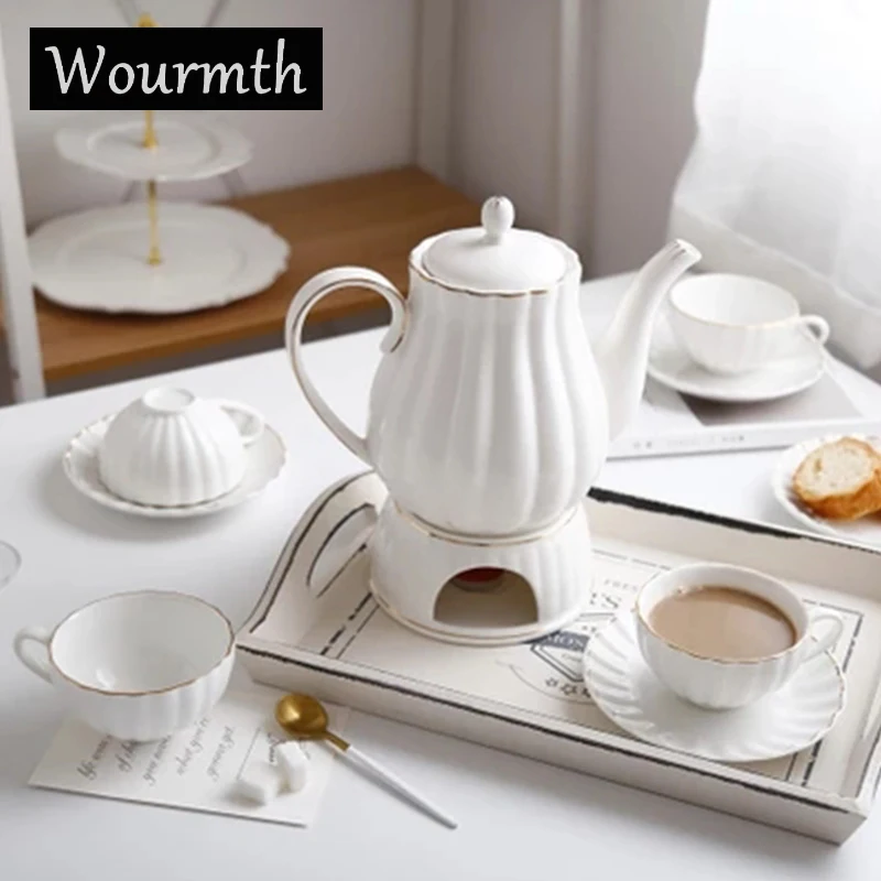 

Wourmth Flower Tea Set Porcelain Heat Resistant Glass Tea Pot Infuser Ceramic Coffee Cups And Saucers Drinkware Teapot Coffee