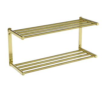 

3 Layer Storage Rack Holder Brushed Gold Bathroom Accessories Towel Rack Wall Shampoo Rack SUS304 Stainless Steel Towel Bar