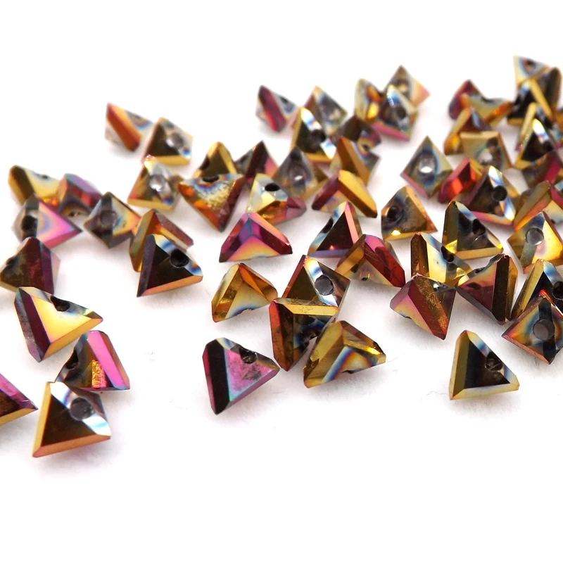 Qiaohe 2018 New 6mm 100pcs Glass Triangle crystal beads Loose Special