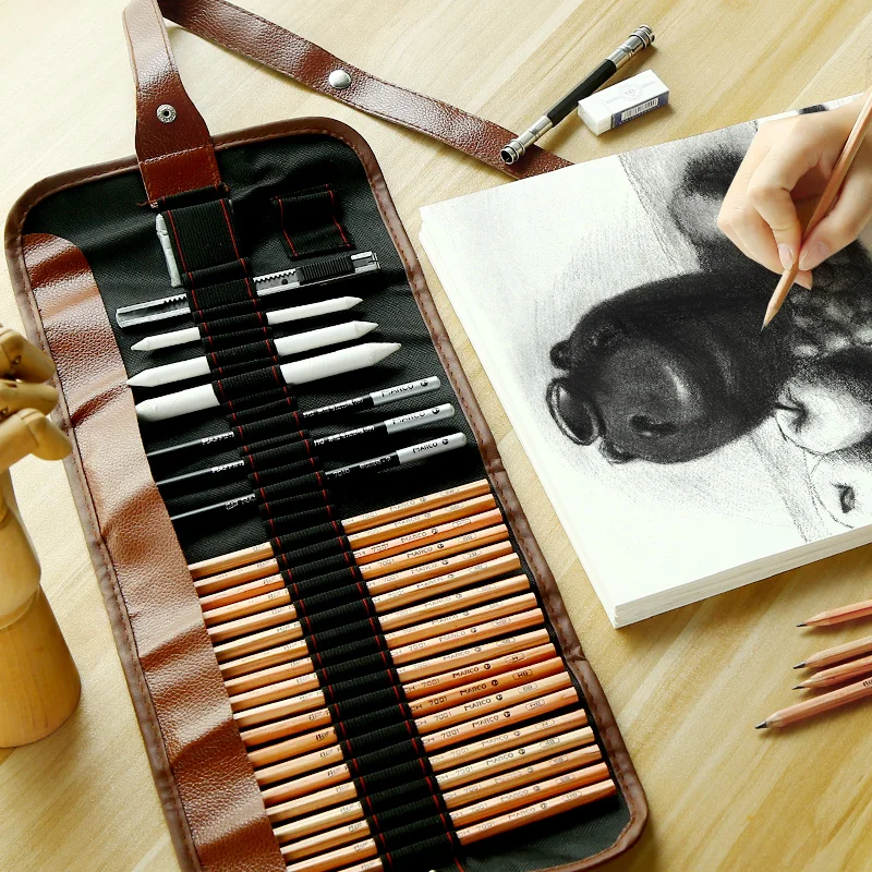 Günstige Skizze Bleistift Set Student Malerei Bleistift Weiche und Harte Kohlenstoff Stift Vorhang Set Schule Malerei Bleistift kunst liefert