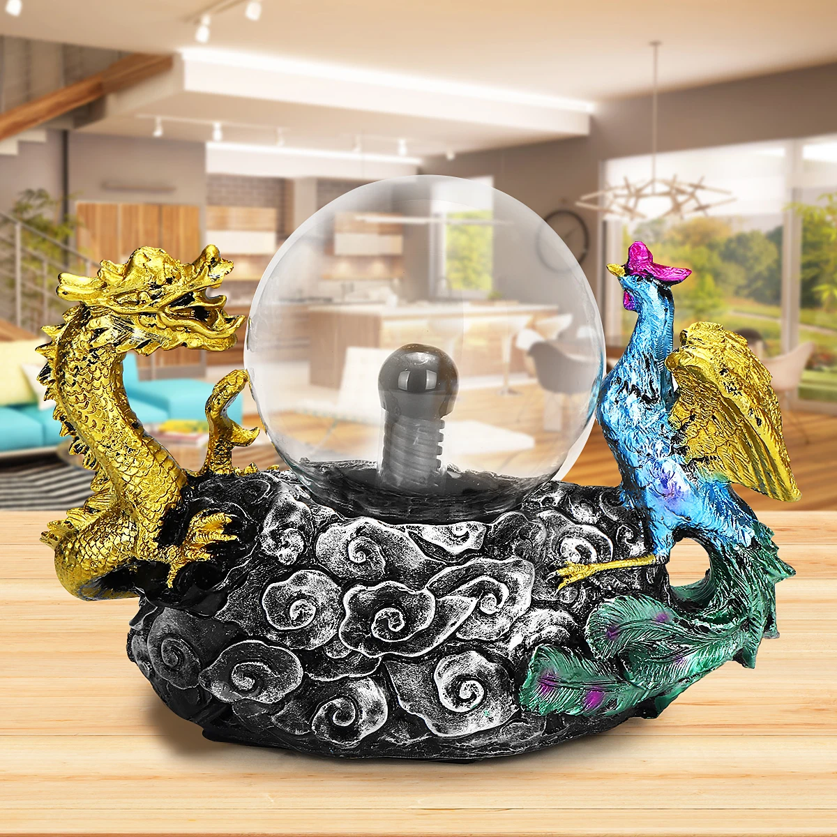 

Thunder Plasma Ball Resin Sphere Lamp 110V US Plug Magic Lighting Dragon Touch-Sense Static Light Perfect Gift for Friends Kids